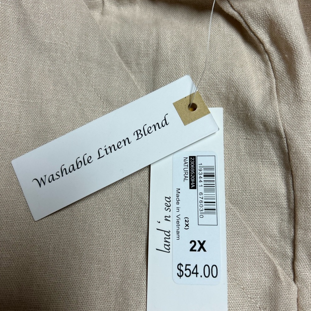 Land n Sea women pants capris size 2X natural color washable linen blend nwt - Picture 7 of 10